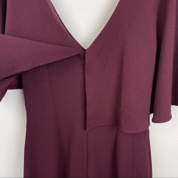NWT Belle Badgley Mischka Burgundy Cape Dress - Picture 6 of 15